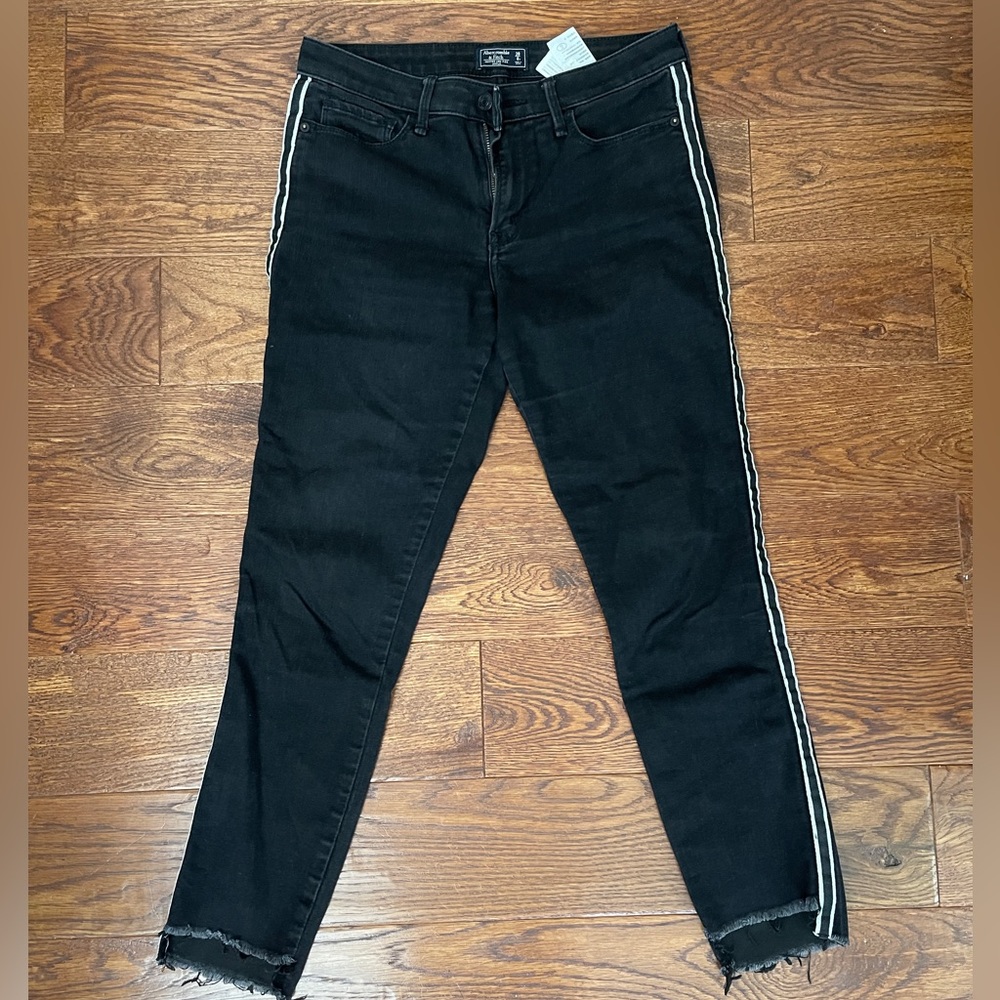 Abercrombie And Fitch Side Stripe Black Pants - image 1